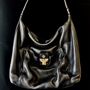 Sold!! Classy Tory Burch Black Gold Buckle Leather Purse